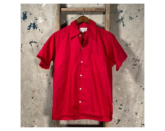 Red 1970s Button Down Shirt