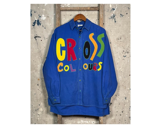 Cross Colours '90s Button Down Shirt Sewn-On Letters