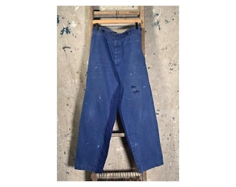 Blue Herringbone Twill Trousers