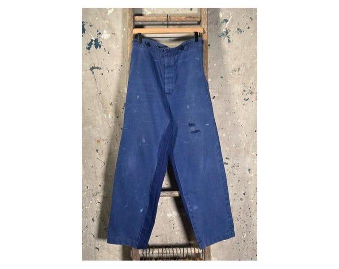 Blue Herringbone Twill Trousers