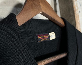 トップス 50s-60s WILSON lettered cardigan black Vintage Black Varsity Cardigan 50s Wool Letterman Sweater