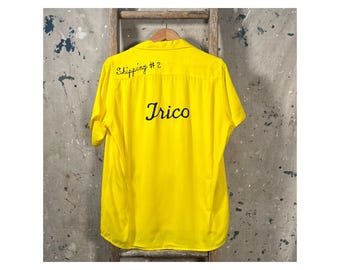 Bright Yellow '60s Bowling Shirt Chain Stitch
