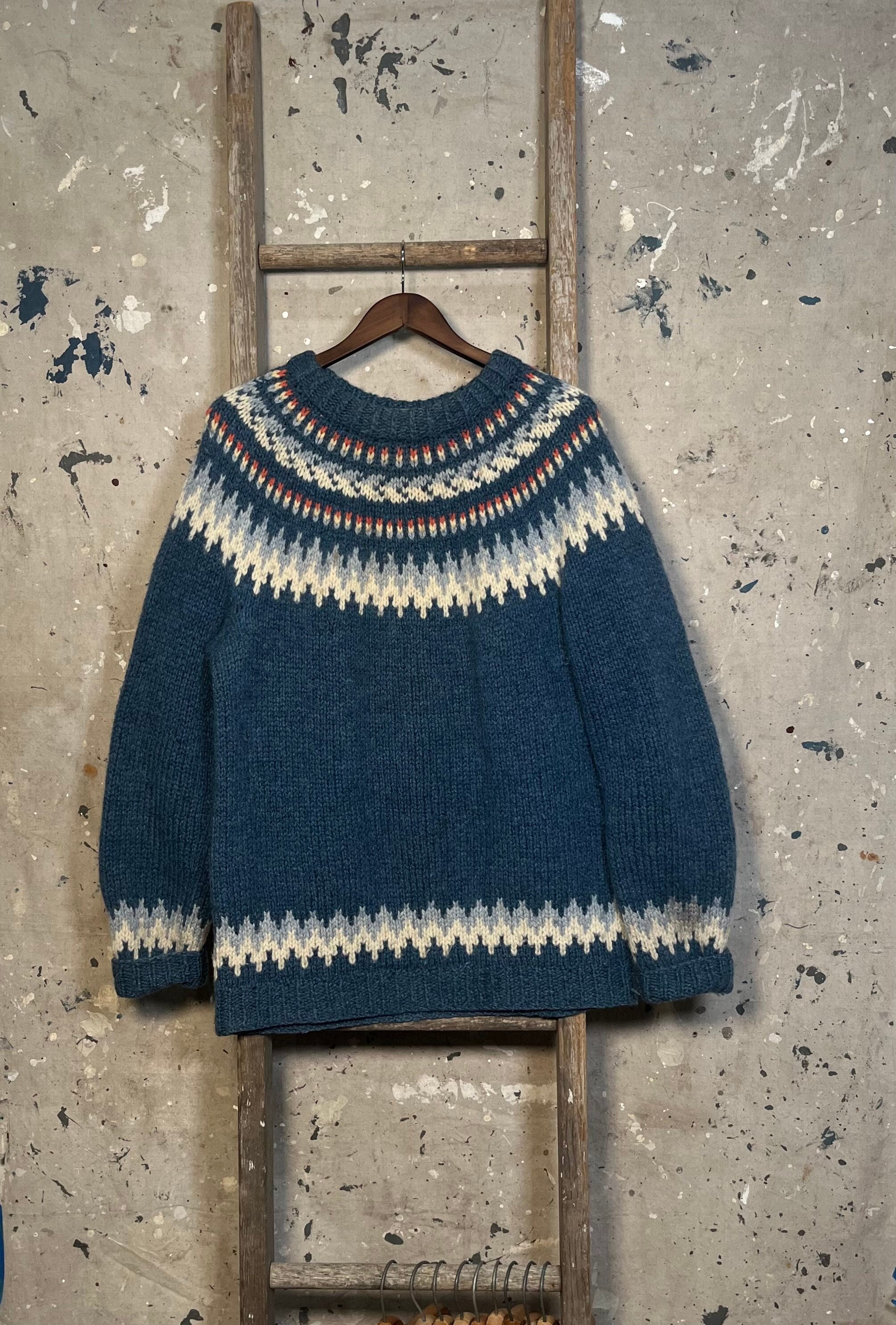 Hand Knit 70s Fair Isle Sweater Wool - Etsy Denmark