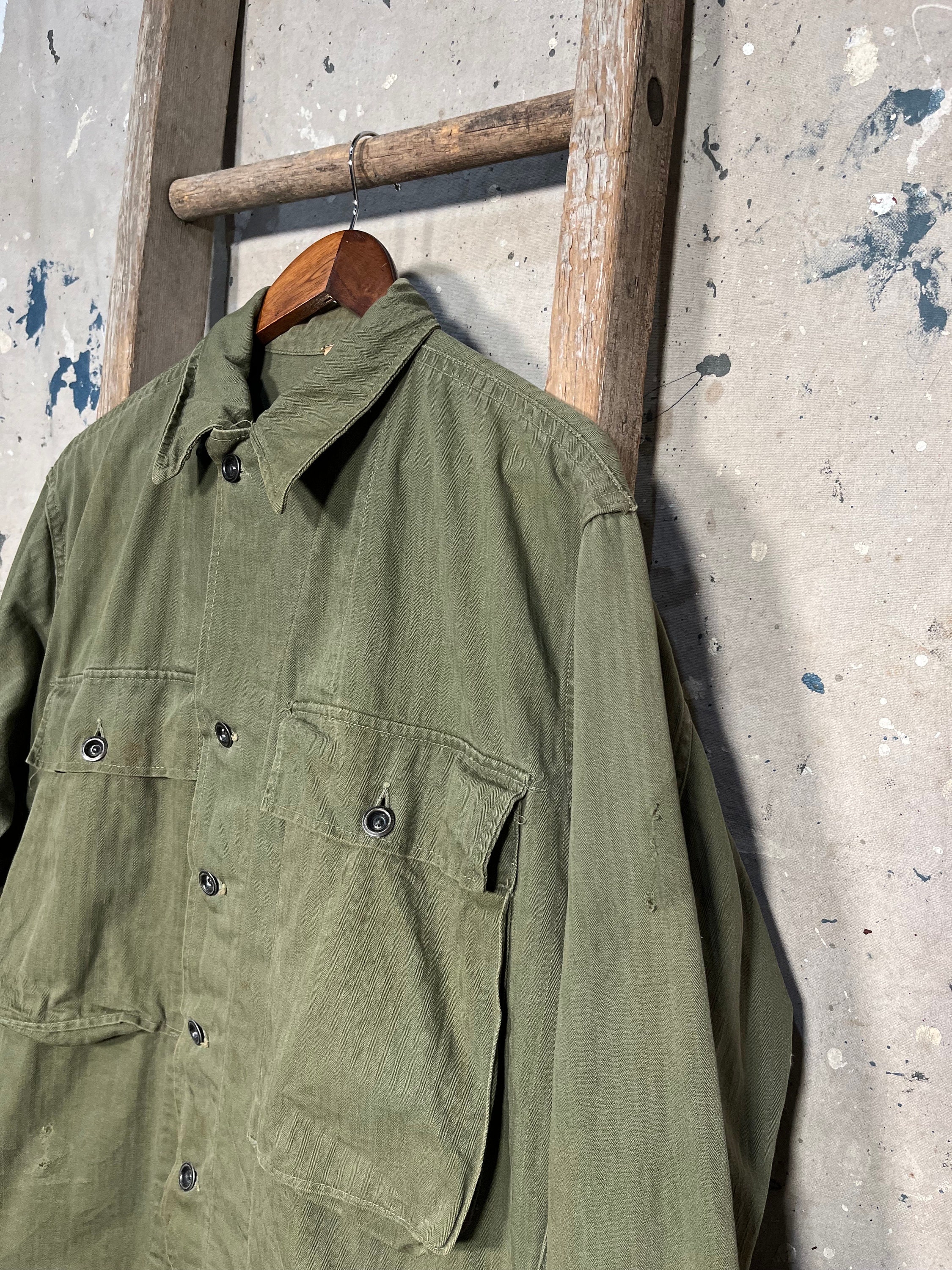 1940s ARMY M-43 HBT Shirt Early Plain Buttons