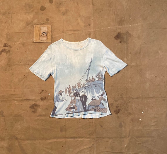 1960s Art T-shirt Ship Scene - image 2