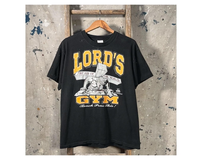 Lords Gym 1990s Jesus Tee His Pain Your Gain