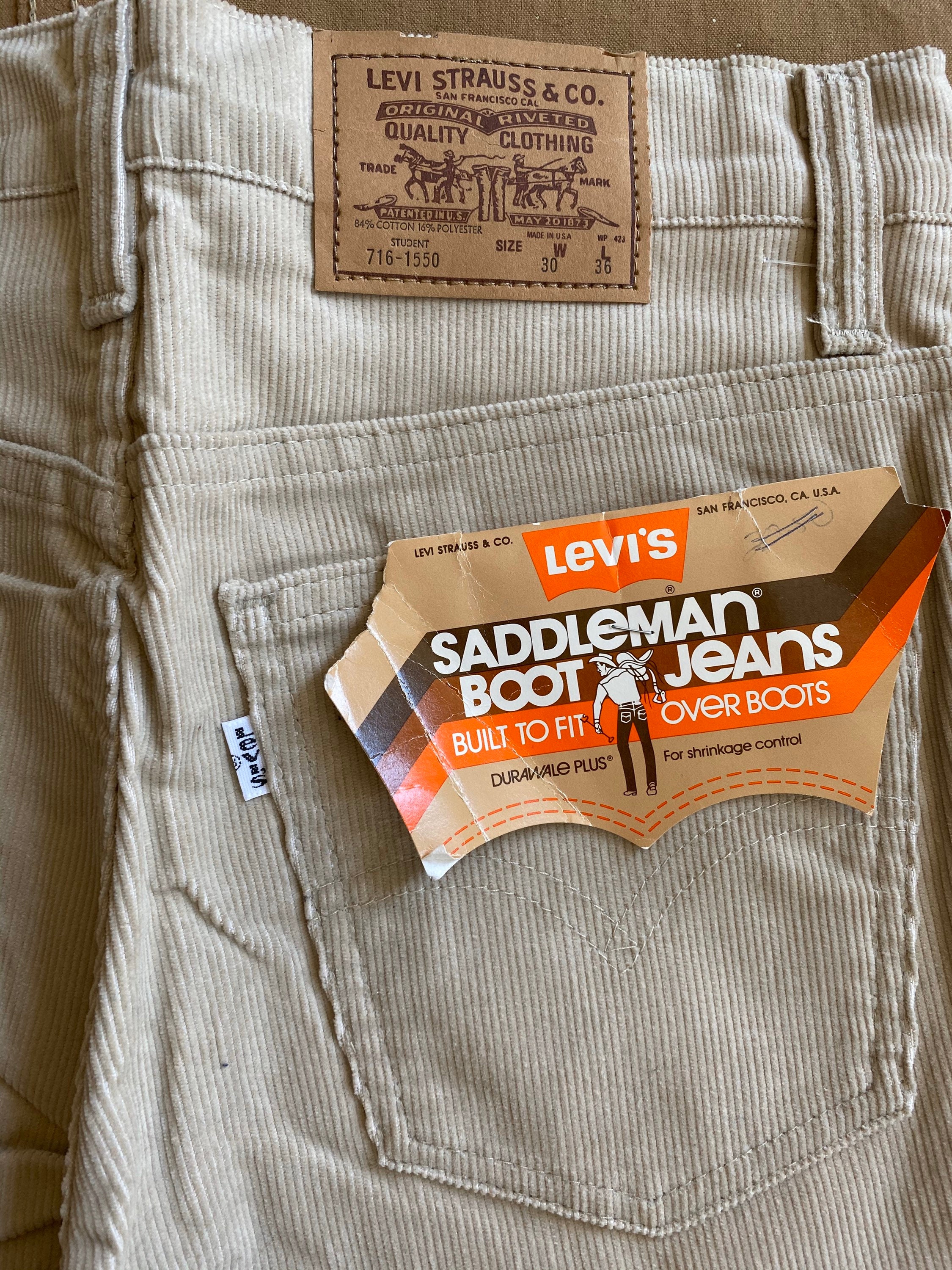 80s Levi's 716 Saddleman Jeans Corduroy 30 Waist