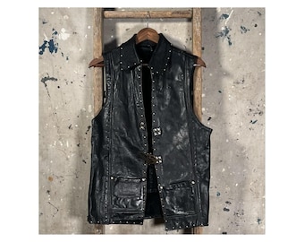 1970s Leather Vest Custom Rivet