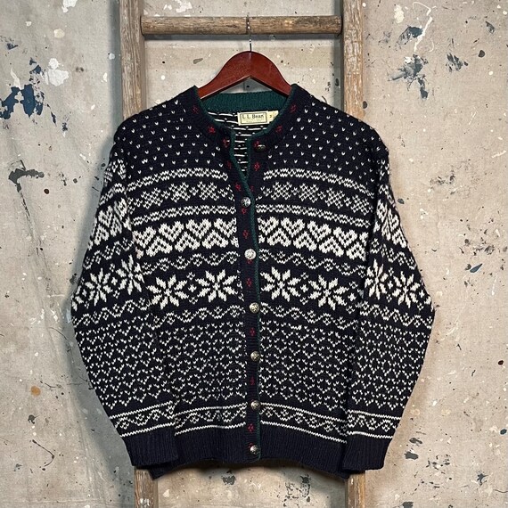 LL Bean '80s Pattern Cardigan Sweater - image 7