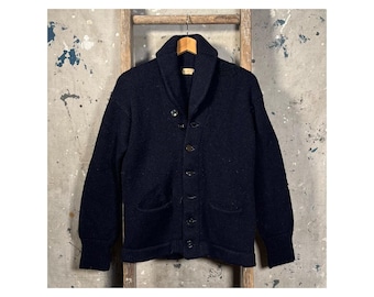 Distressed 1940s Shawl Collar Sweater