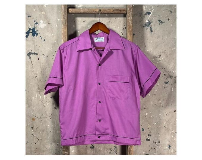 Cropped 1970s Bowling Shirt Purple