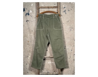 1950s Side Zip Jeans Olive Green