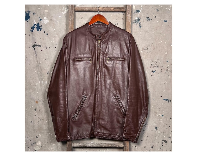 Bates California '60s Brown Leather Cafe Racer 44