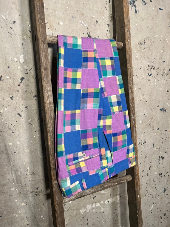 Patchwork 1960s Madras Plaid Trousers - image 6