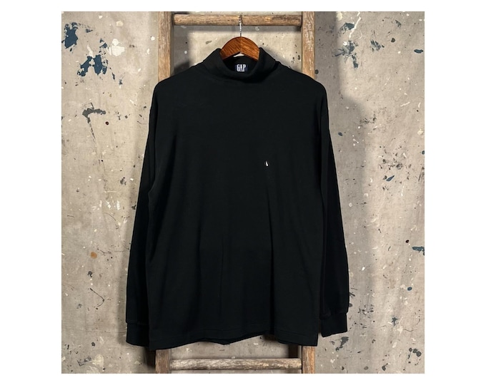 1980s GAP Turtleneck Black Cotton