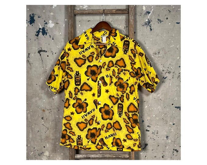 All Cotton 1960s Hawaiian Shirt Yellow