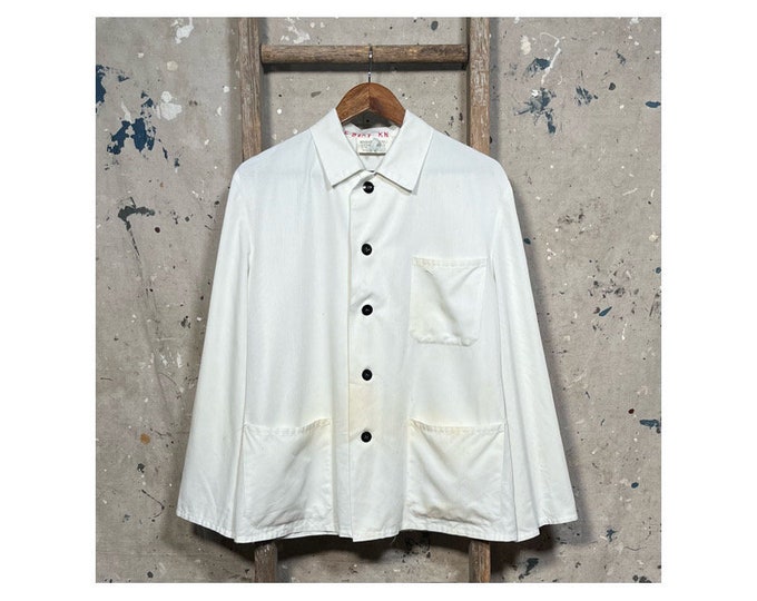 1970s White Chore Coat Euro