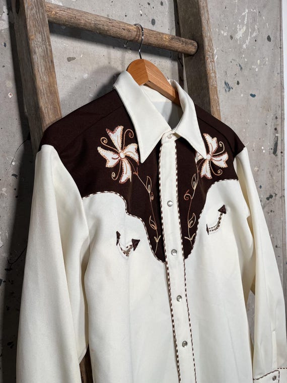 Two Tone 1970s H Bar C Button Down Shirt - image 5