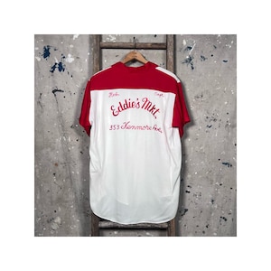 Two Tone &#39;60s Chainstitch Bowling Shirt &#39;Eddie&#39;s Market&#39;