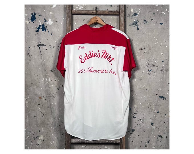 Two Tone '60s Chainstitch Bowling Shirt 'Eddie's Market'