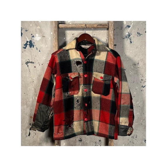 Thrashed '70s Woolrich Wool Shirt Jacket - Etsy