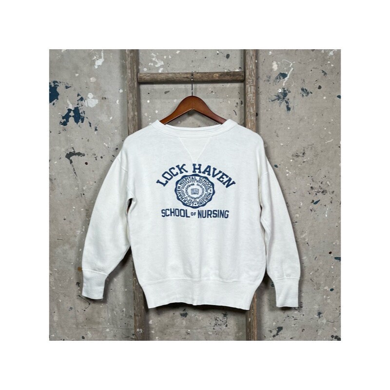 公式の スウェット 60s university bufflo flocky print sweat