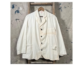 Distressed White Work Jacket