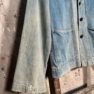 Faded 1940s WWII Shawl Collar Denim Coat image 10