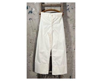 1940s White Trousers USN Stencil Sailor Pants