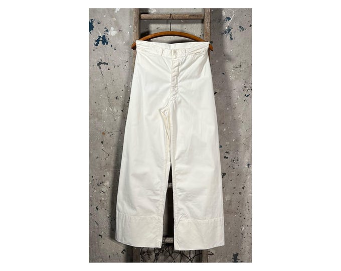 1940s White Trousers USN Stencil Sailor Pants