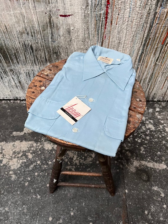 NOS 1940s Rayon Loop Collar Shirt by Arrow Gabana… - image 1
