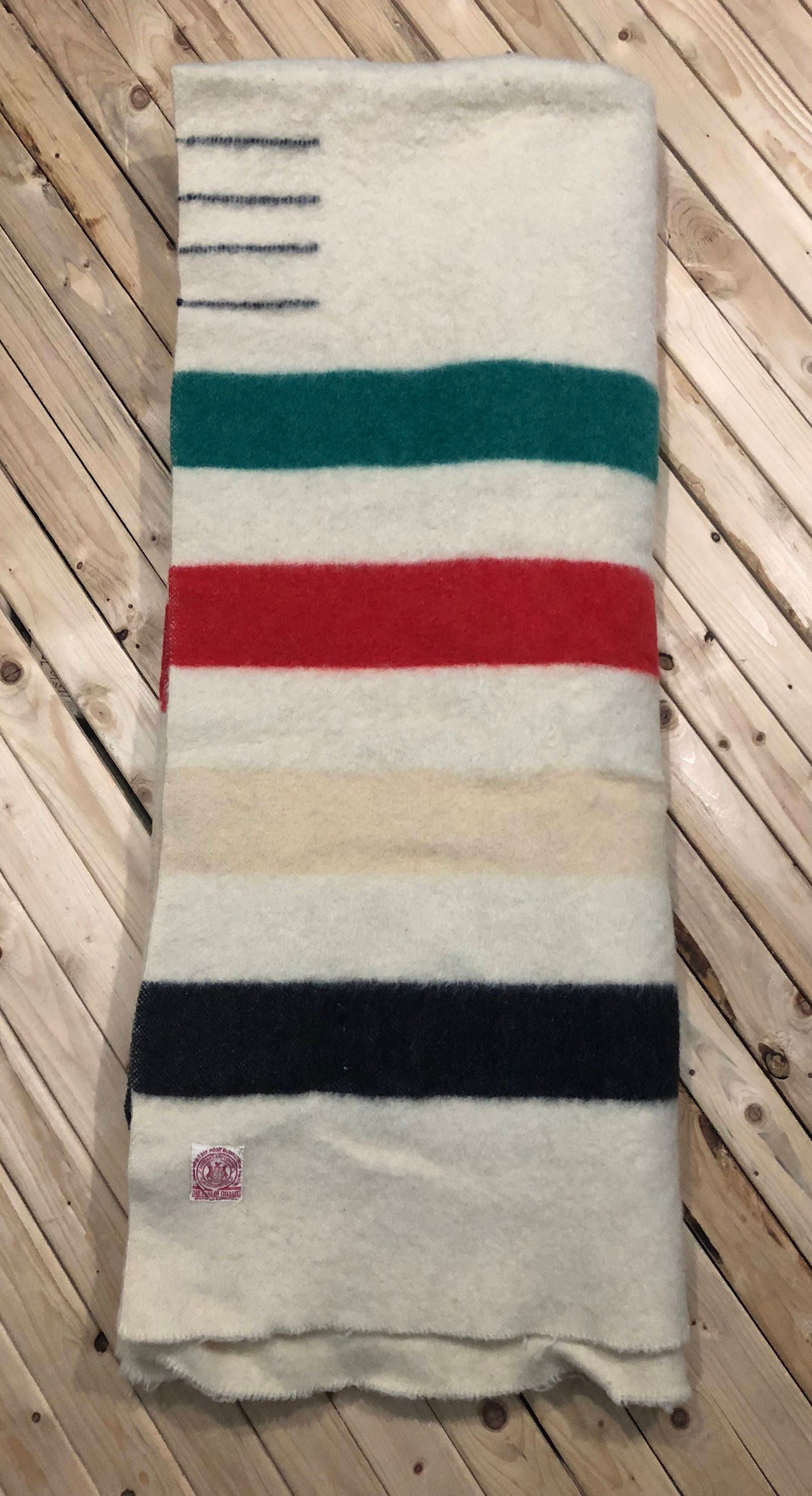 1920s Hudson Bay Company 4 Point Blanket Stripe Blanket Queen Size