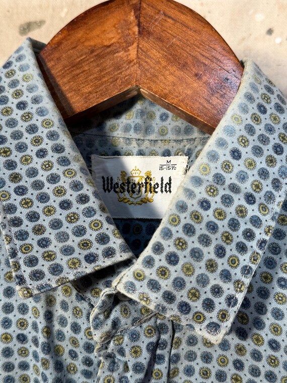 Faded 1960s Patterned Button Down Shirt - image 6