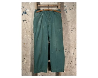 Distressed 1980s Green Work Pants