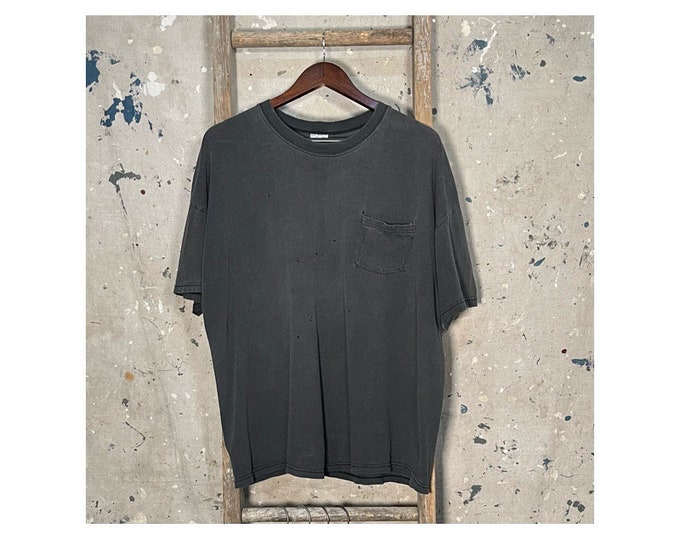 Faded Black Pocket Tee Distressed