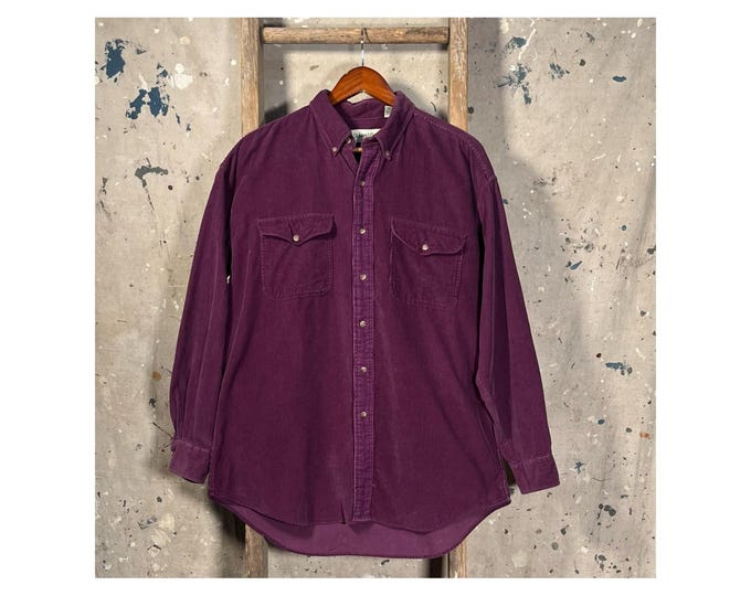 Purple 1990s St. John's Bay Corduroy Button Down Shirt