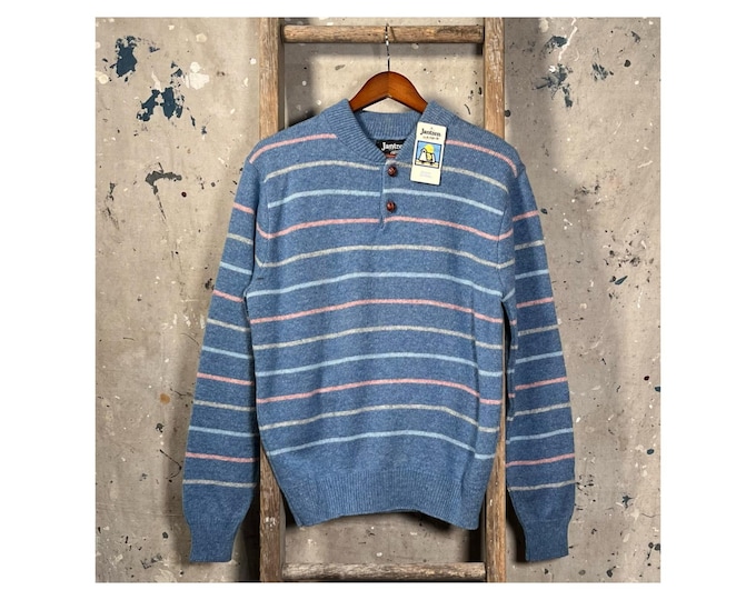 NOS 1980s Jantzen Striped Wool Henley Sweater