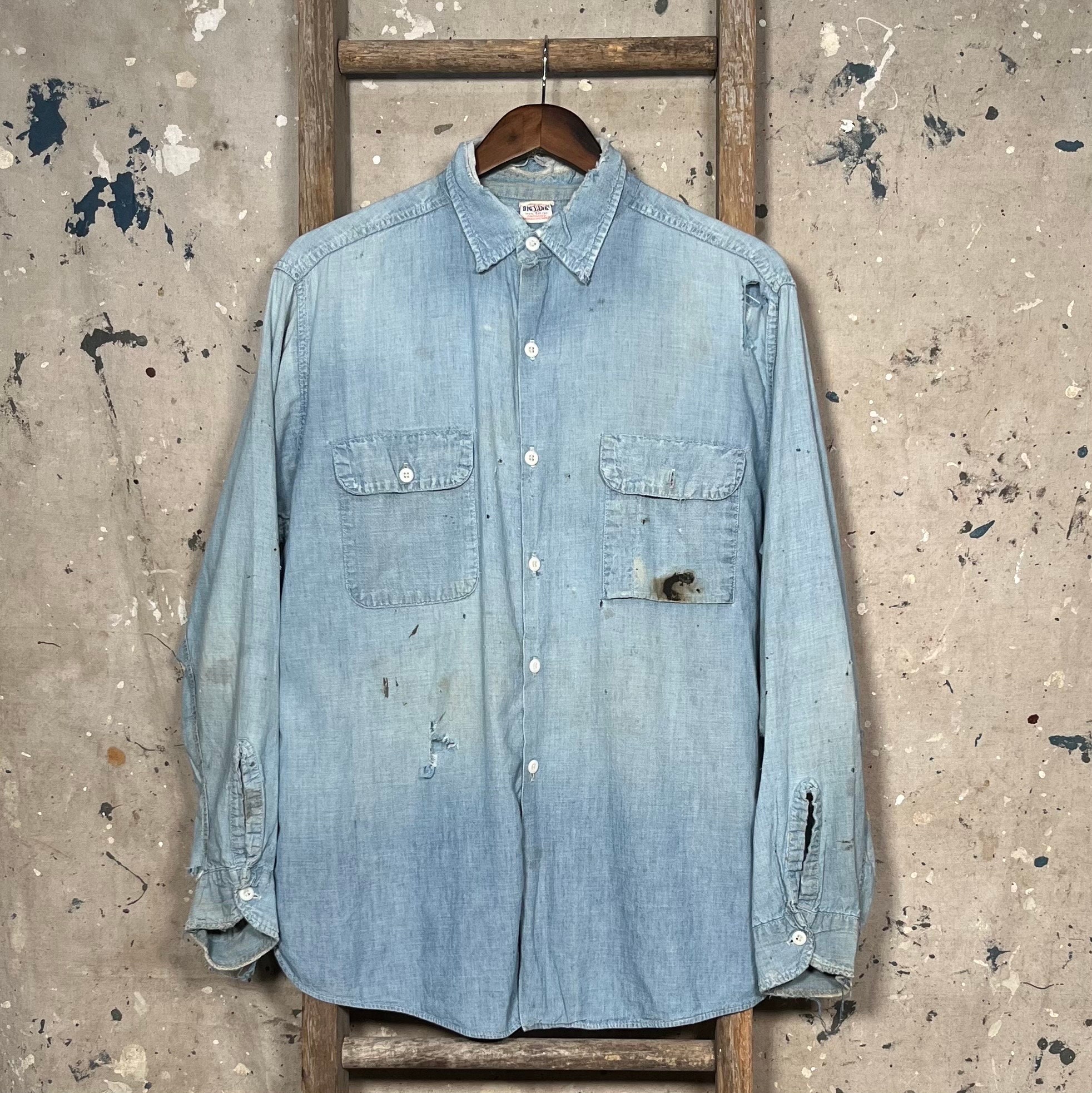 Big Yank 1940s Chambray Work Shirt Thrashed Big Yank 1940s Chambray Work Shirt Thrashed