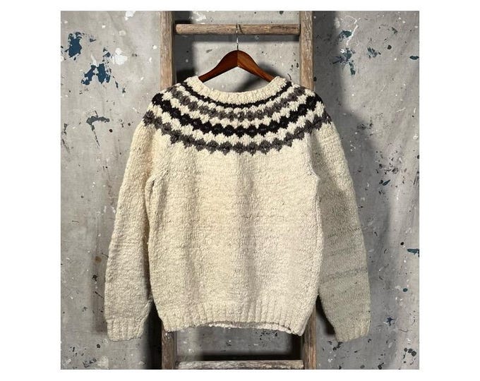 Hand Knit ‘70s Fair Isle Sweater Wool
