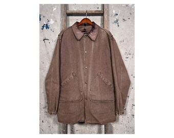1990s Woolrich Brown Denim Lined Field Coat