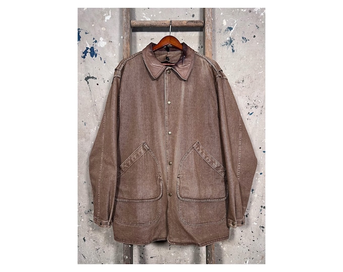 1990s Woolrich Brown Denim Lined Field Coat
