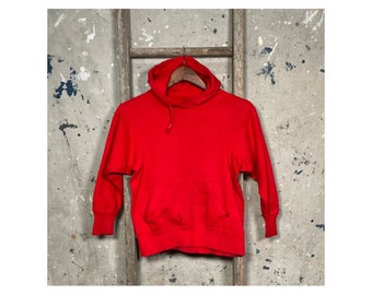 1960s Faded Red Hoodie Size Small 