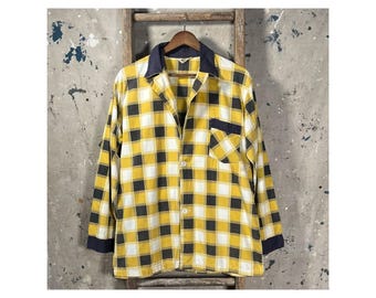 1950s Pajama Top  Plaid