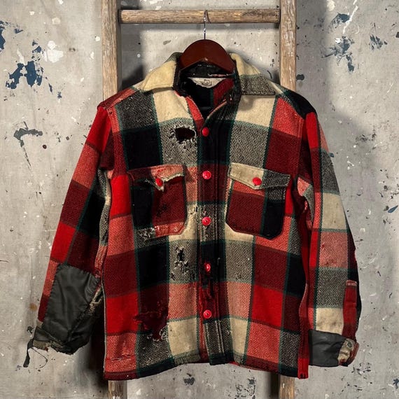 70s-80s woolrich シンチラスナップT USA製 XL Thrashed '70s Woolrich Wool Shirt Jacket - Etsy