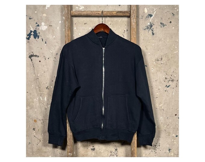 Navy Blue 1960s Cardigan Sweatshirt