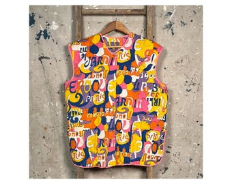 1960s Hippie Psychedelic Paris Flower Child Vest