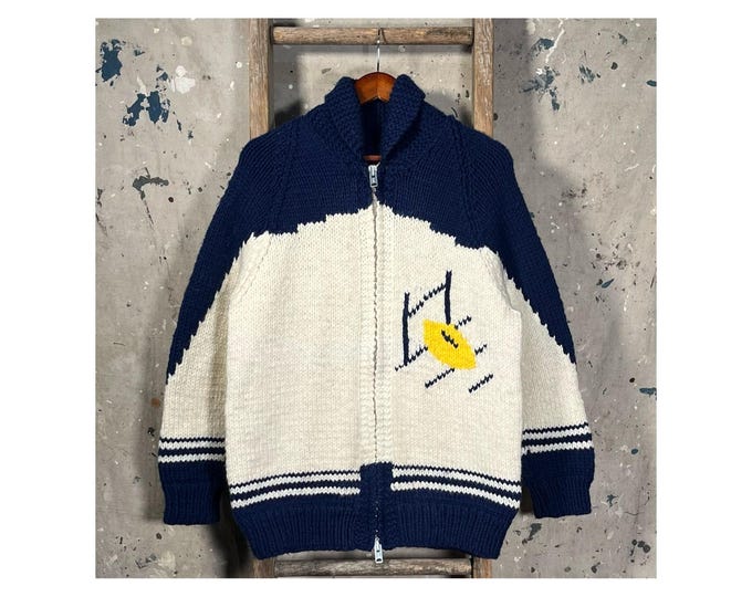 1970s Cowichan Wool Sweater Football Pattern