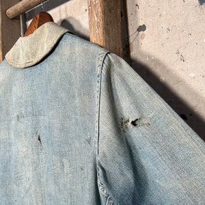 Faded 1940s WWII Shawl Collar Denim Coat image 6