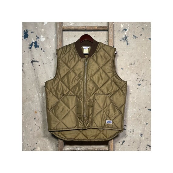 Brown '70s Big Smith Diamond Quilt Vest *NOS - image 1