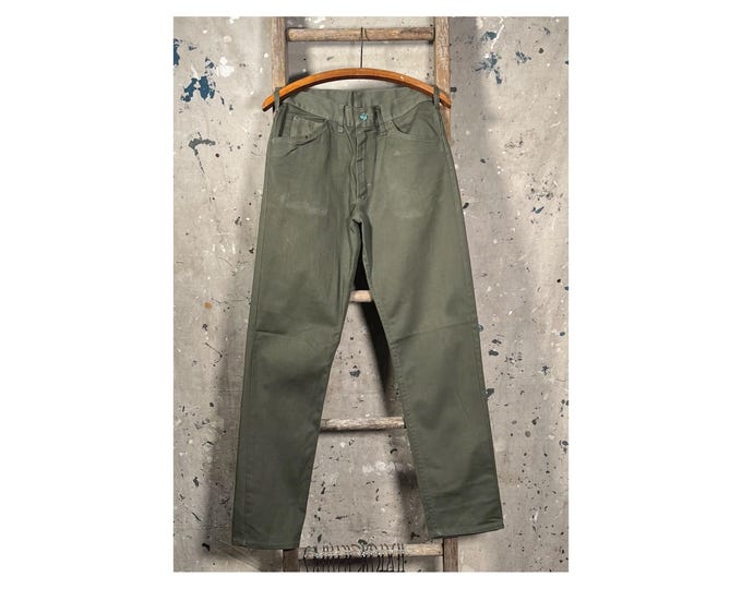 1960s 5 Pocket Jeans Olive Green Deadstock